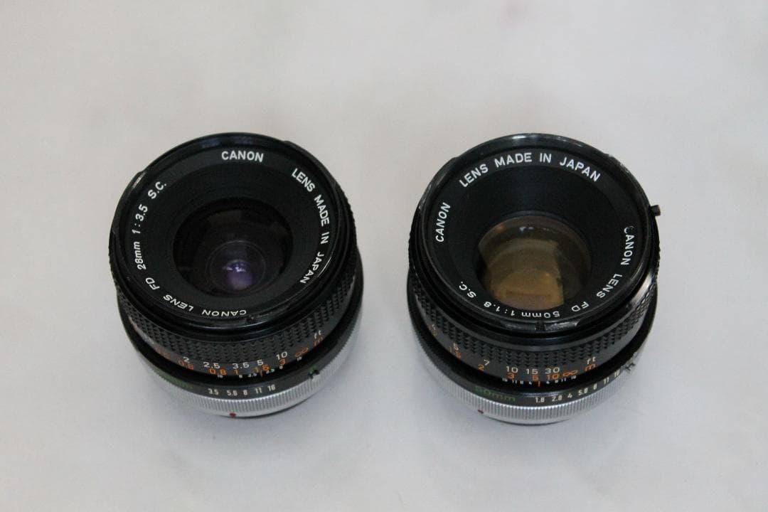レンズ(単焦点) Canon FD 50mm F1.8 S.C +FD 28mm F3.5 S.C