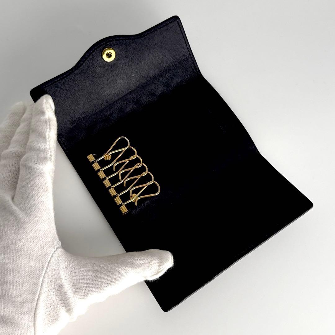 ボッテガ ヴェネタ イントレチャート ６連 キーケース レザー 本革 ネイビー