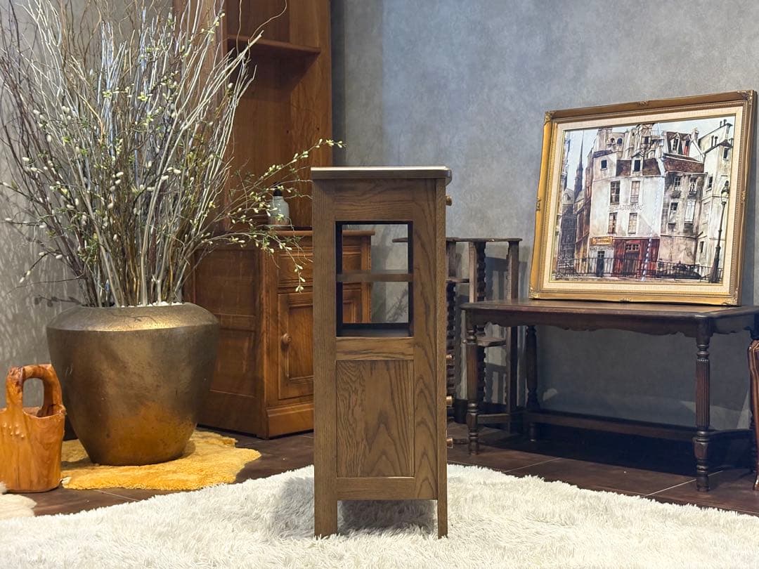 迪卡　起立木工　キャビネット　電話台　収納　ビンテージ　無垢材　IZ