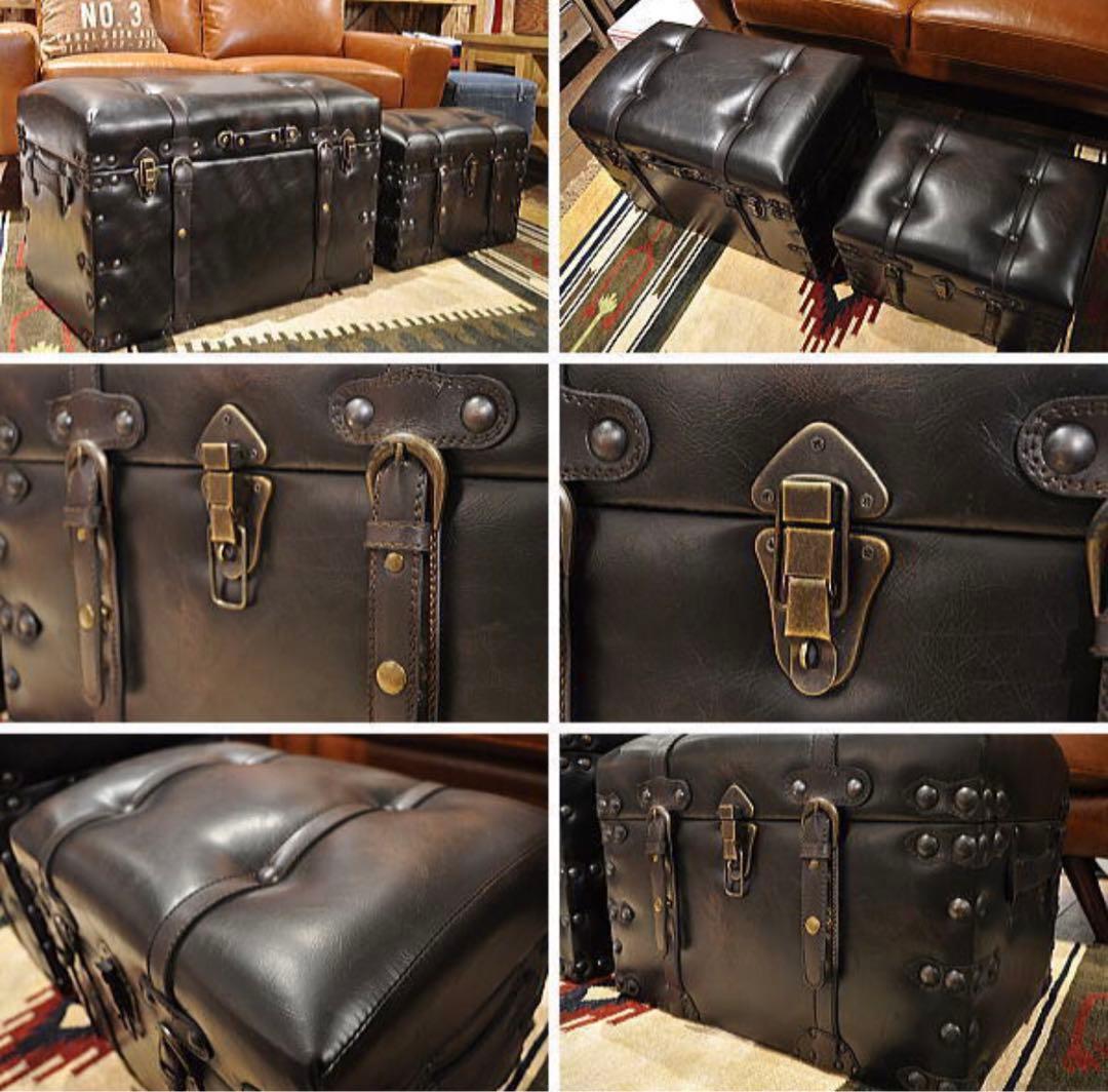 大型アンティーク宝箱スツールセット