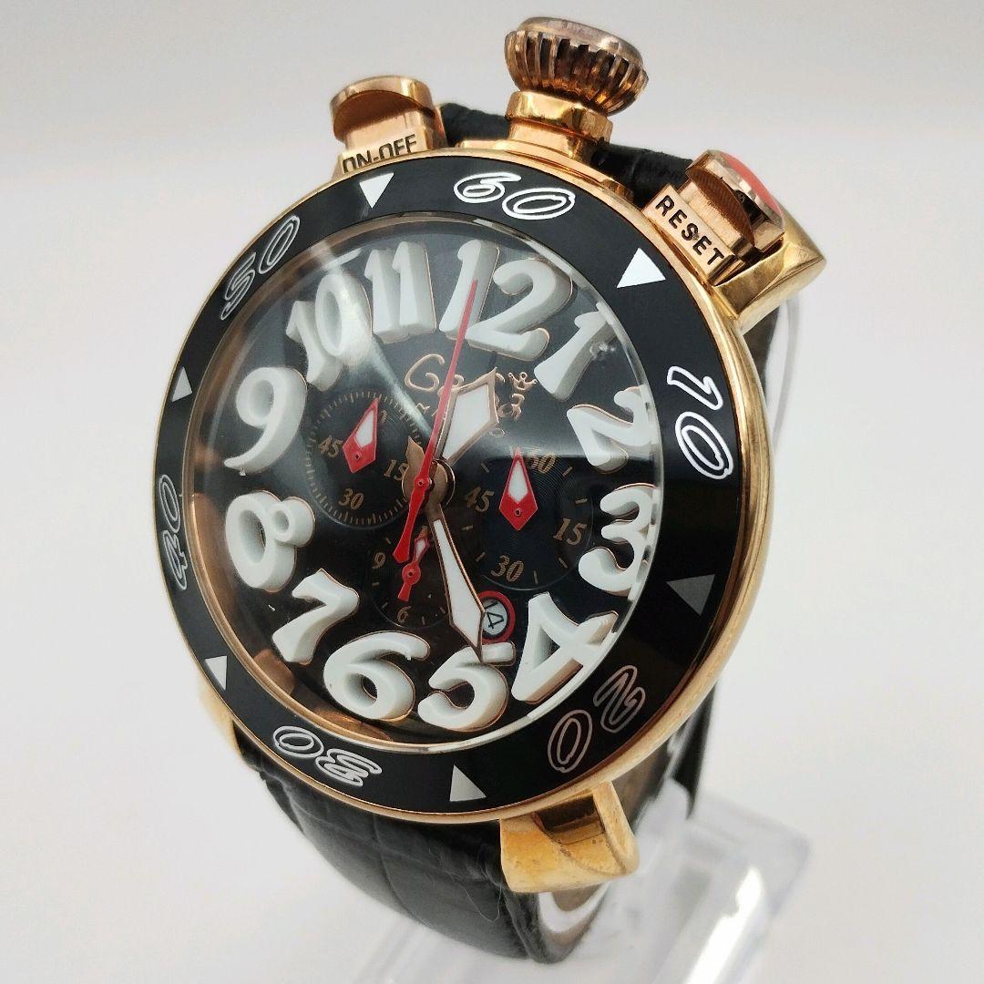 【稼働品】ガガミラノ マニュアーレ48MM クロノグラフ 腕時計