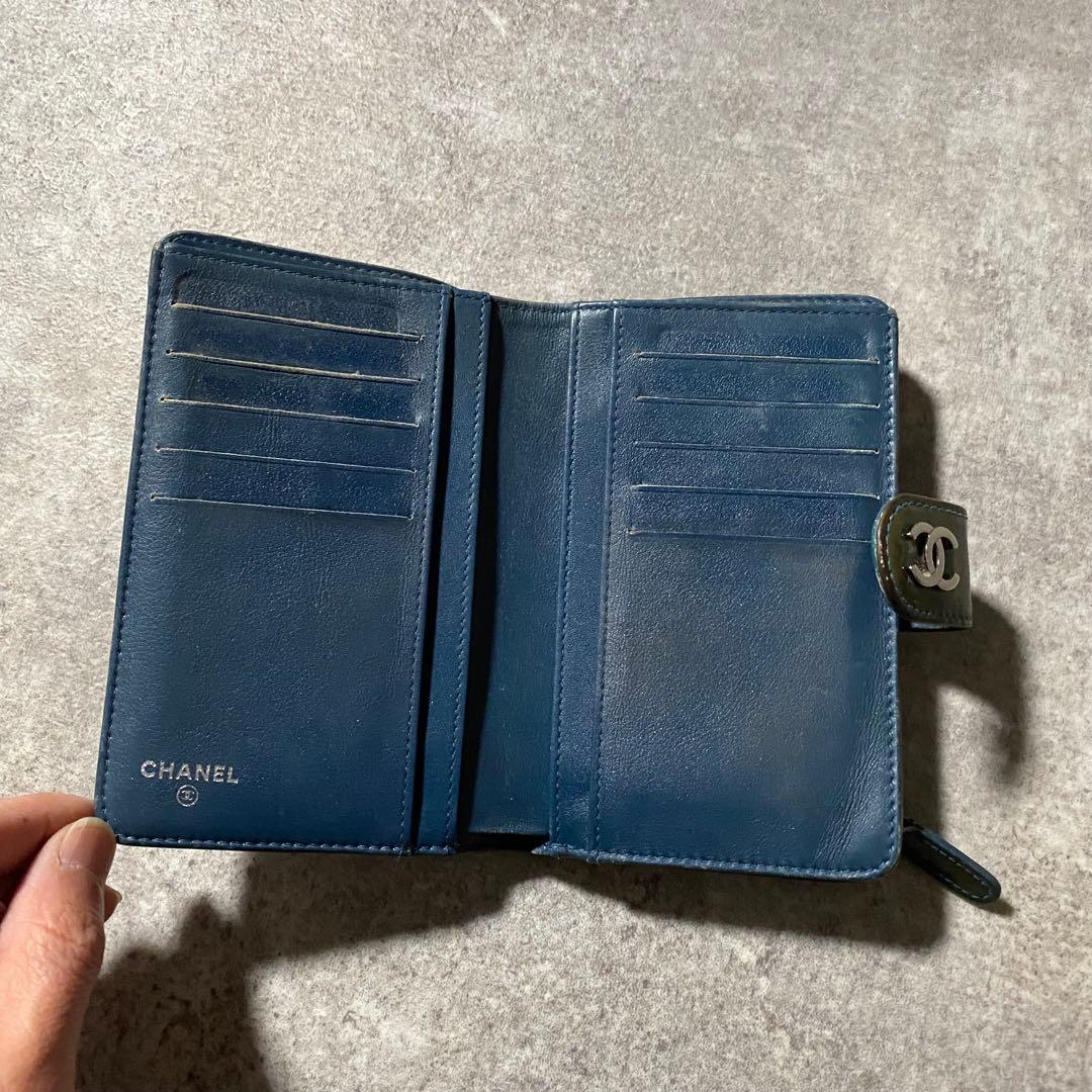 CHANEL シャネル カメリア 折り財布 ココマーク カード シール パテント