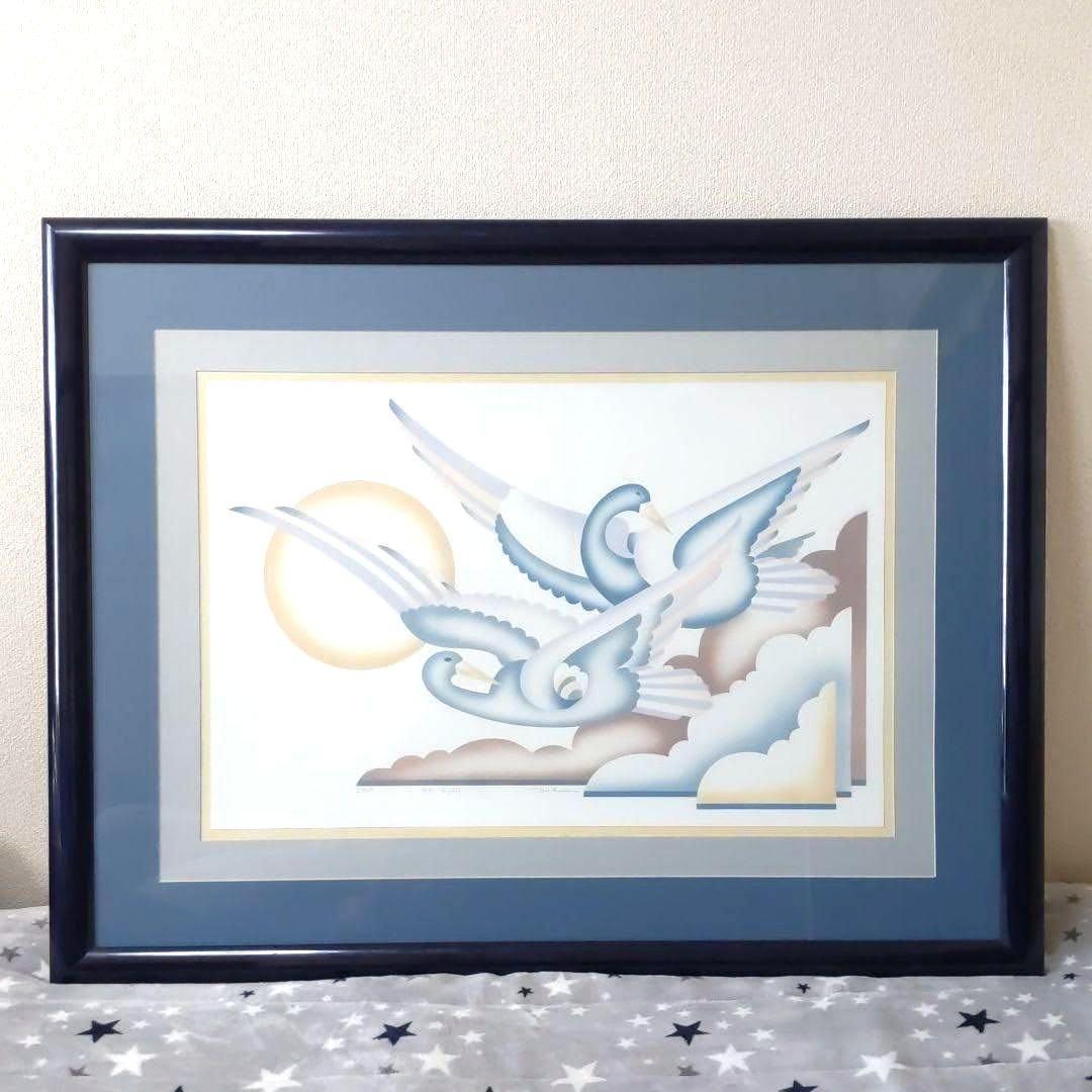 【美品】エディションナンバー入り綺麗な白鳥のリトグラフ