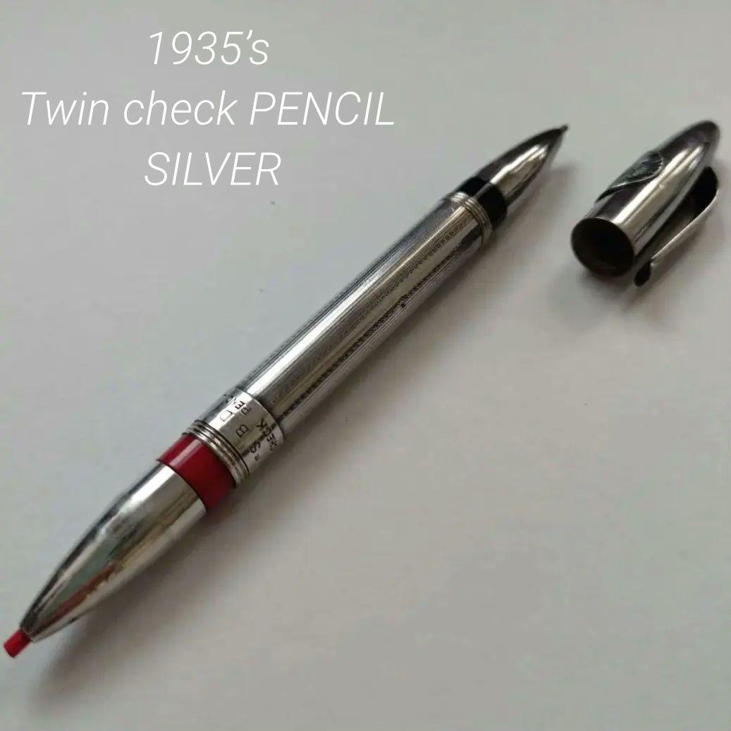 廃盤 ヴィンテージ 1935’s ツイン チェック ペンシル 無名 シルバー 銀