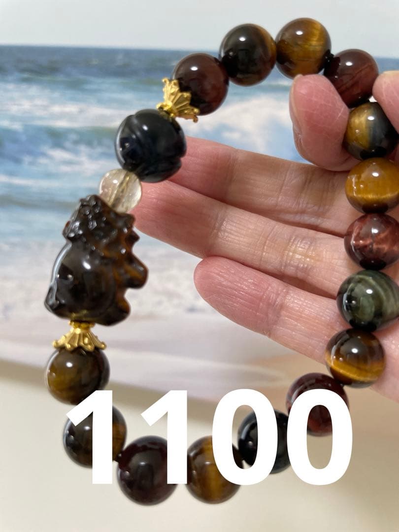 カルサイト 薔薇 ブラウンサンムーンストーン ブレスレット