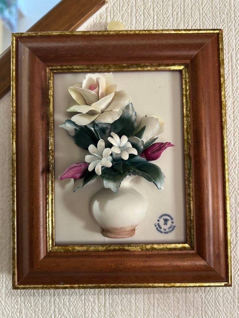 カポディモンテ　陶花　壁掛け　イタリア　オブジェ