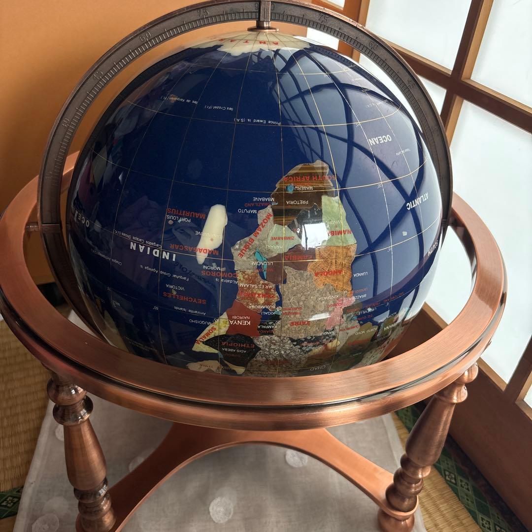 【美品✨希少】天然石✨地球儀✨アンティーク✨インテリア✨コレクション✨シェル