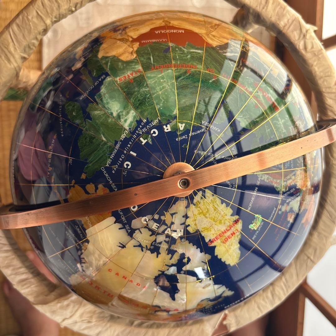 【美品✨希少】天然石✨地球儀✨アンティーク✨インテリア✨コレクション✨シェル