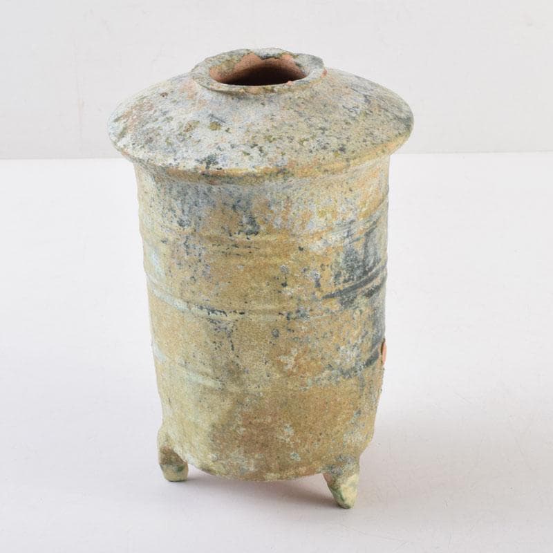 中国　漢緑釉　銀化　穀物倉　C　9229