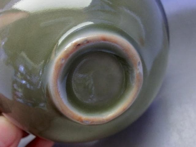 茶碗■青磁 花唐草紋唐物碗 古い青磁 平茶碗 お茶道具 古玩 時代物 骨董品■