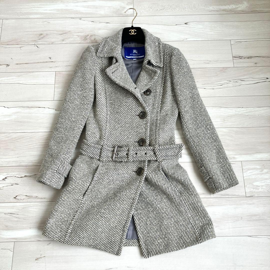 BURBERRY BLUE LABEL ロンドンコート　アンゴラ　ツイードコート