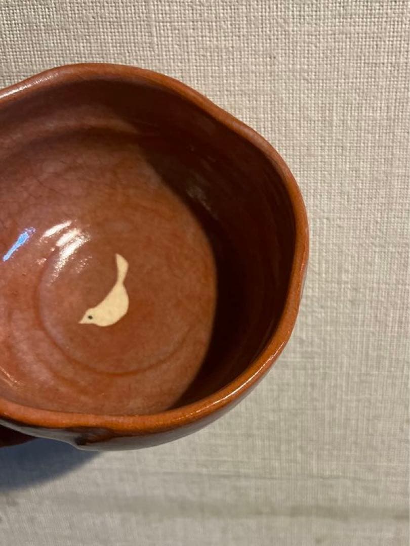 裏千家の茶器　陶器　ピンク　小鳥さん柄