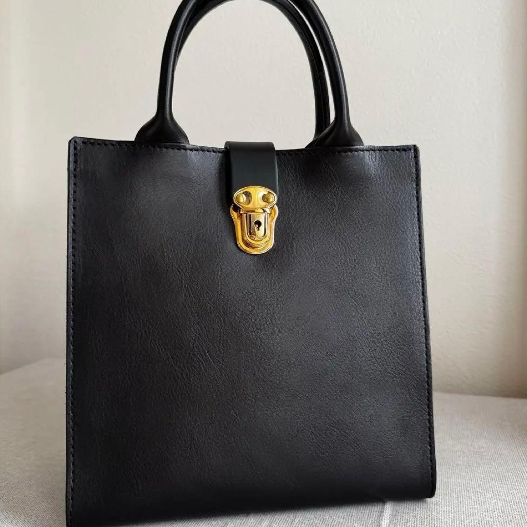 極美品 LONA ロナ RINバッグ ブラック 箔押しDカン