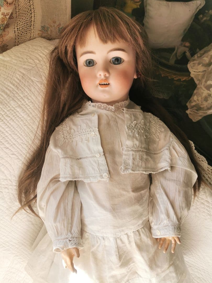 アンティークドイツ シモン＆ハルビック 美少女ビスクドール コットンドレスボレロ