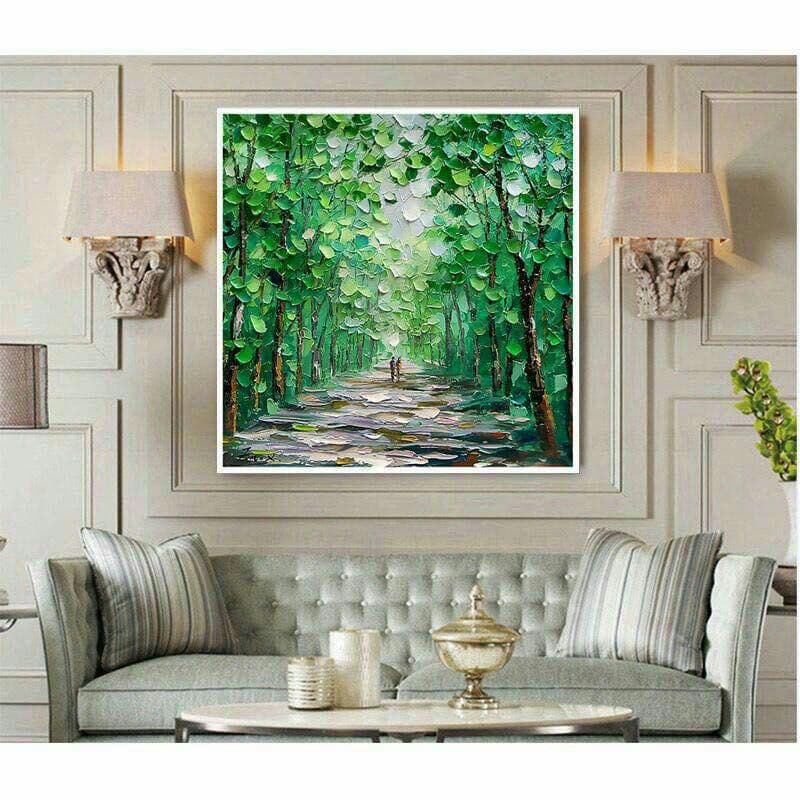 ミニマリストのモダンな手描きの風景油絵