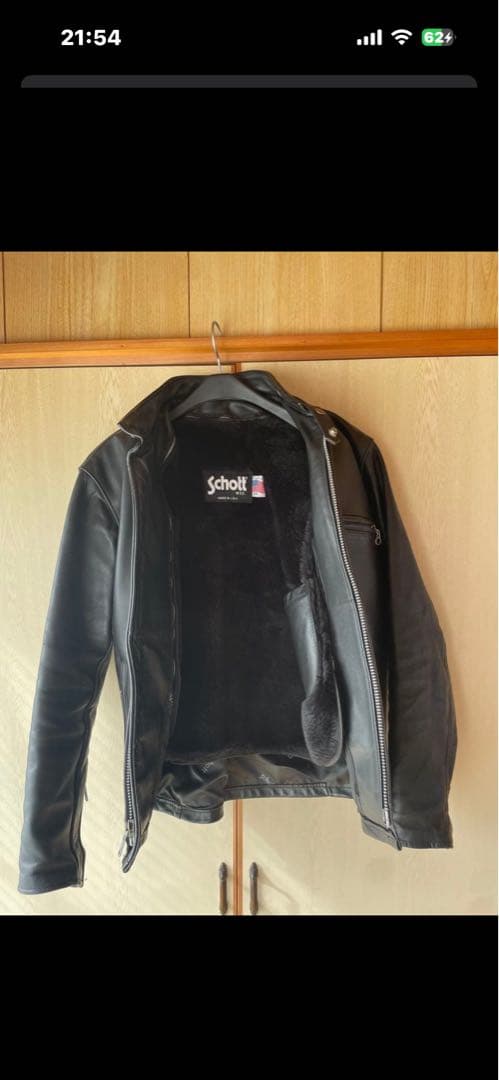 SCHOTT ブラックレザーシングルライダースジャケット