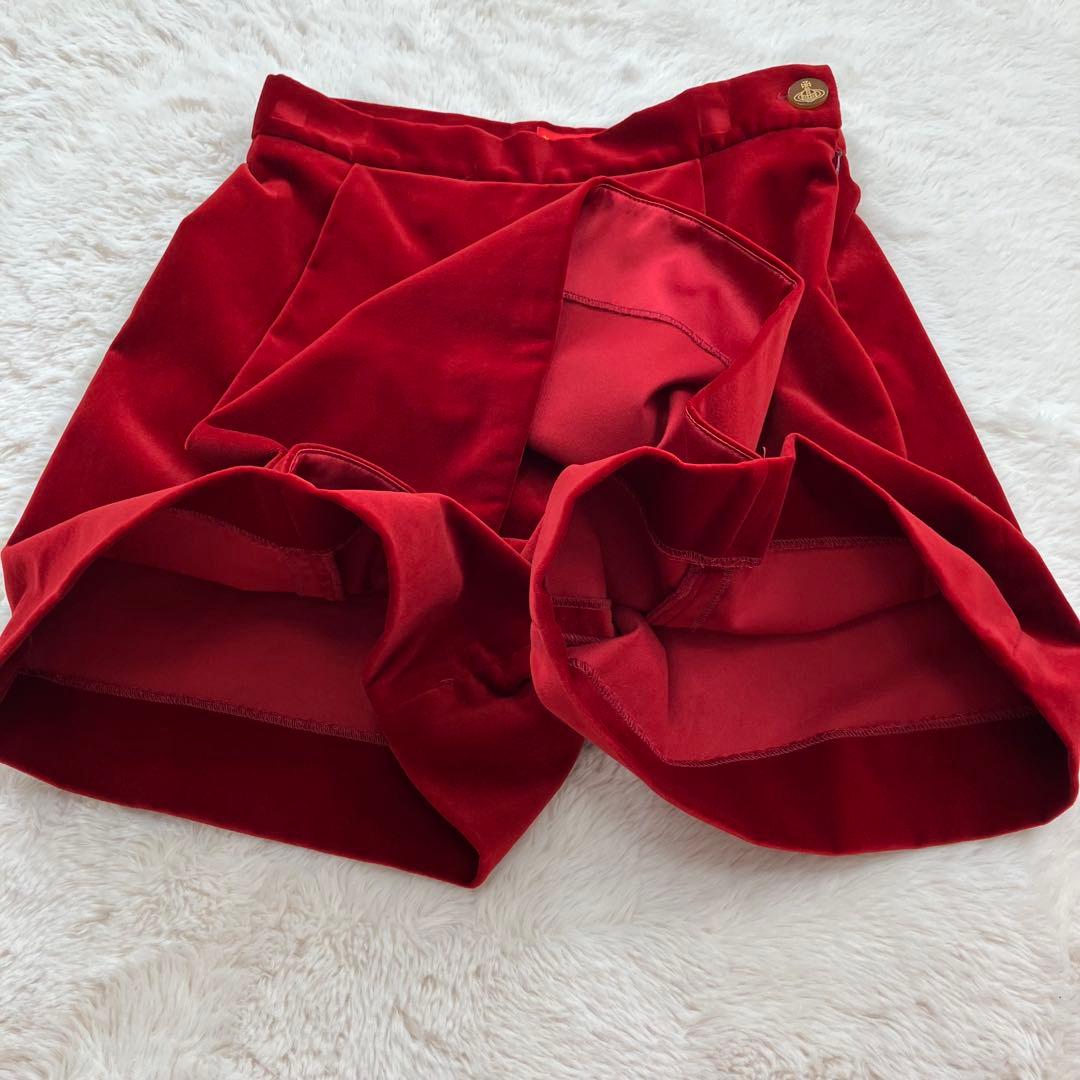 【美品】 ヴィヴィアンウエストウッド ベロア キュロット オーブ釦 40 レッド