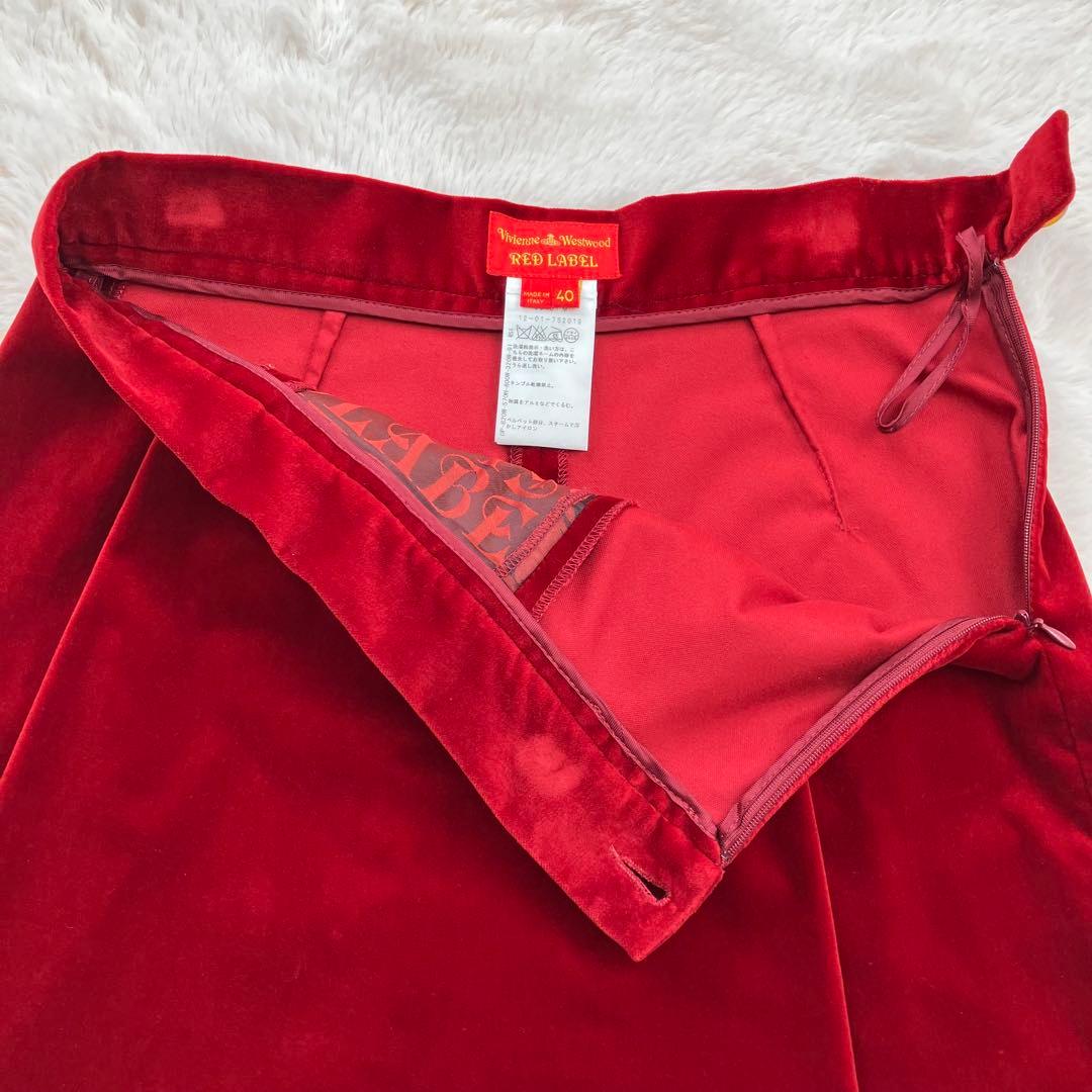 【美品】 ヴィヴィアンウエストウッド ベロア キュロット オーブ釦 40 レッド