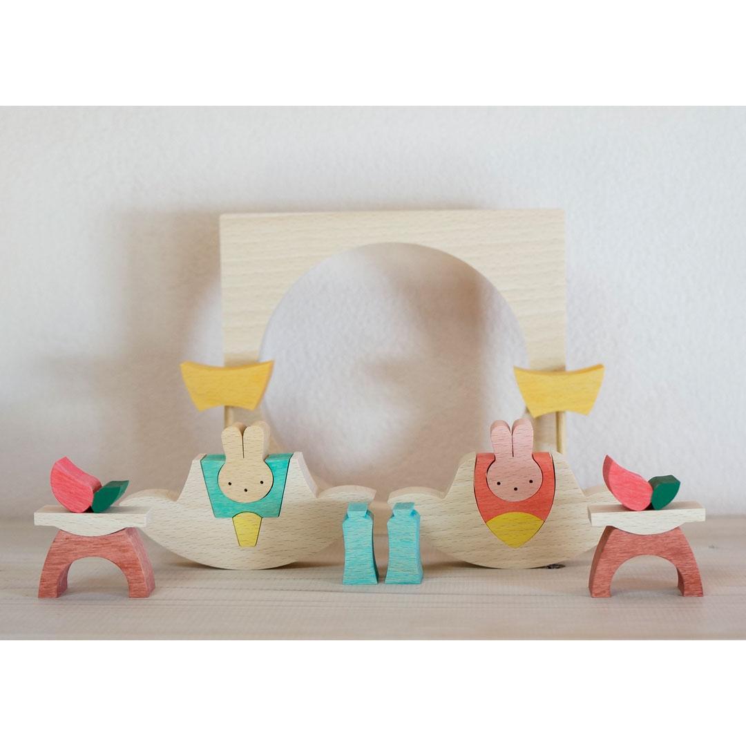 小黒三郎 組木の雛人形【新品·未使用】ウサギ円びな