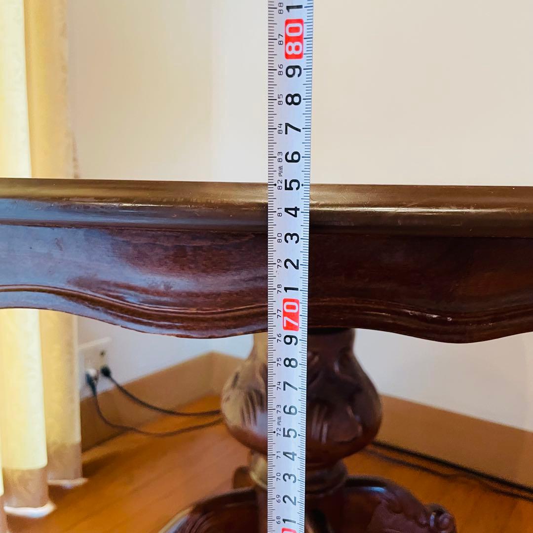 イタリア製 アンティーク調 象嵌 猫脚 丸型 ダイニングテーブル ラウンド 木