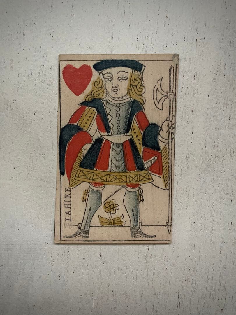 18世紀 フランス 裏面にメモ書きのある木版カルタ／1700年代 アンティークB