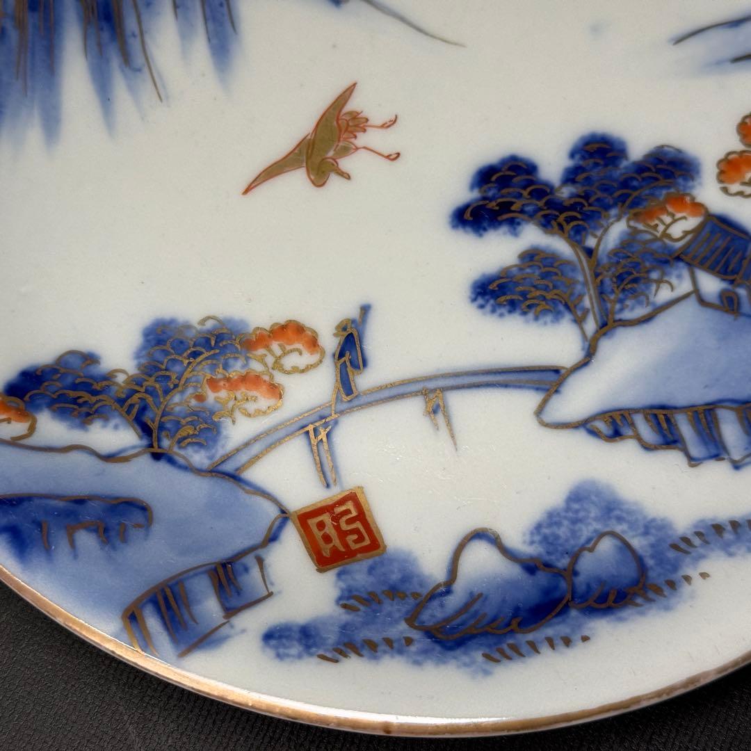 時代 古伊万里 染錦 6寸皿 13枚【無傷】大正 明治 骨董 アンティーク