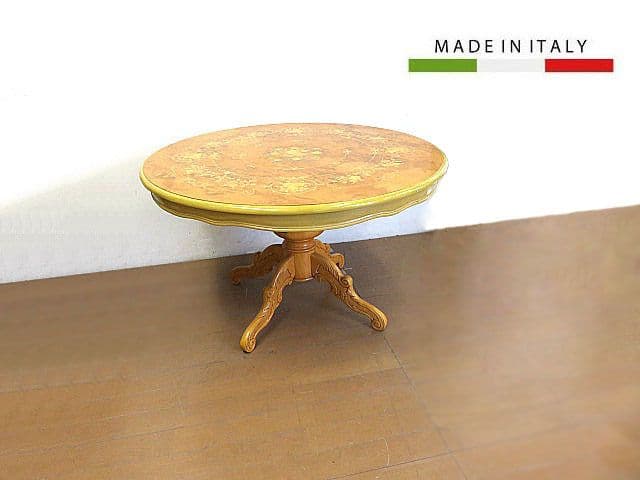 イタリア製 象嵌ダイニングテーブル 　　サイドテーブル/ラウンドテーブル