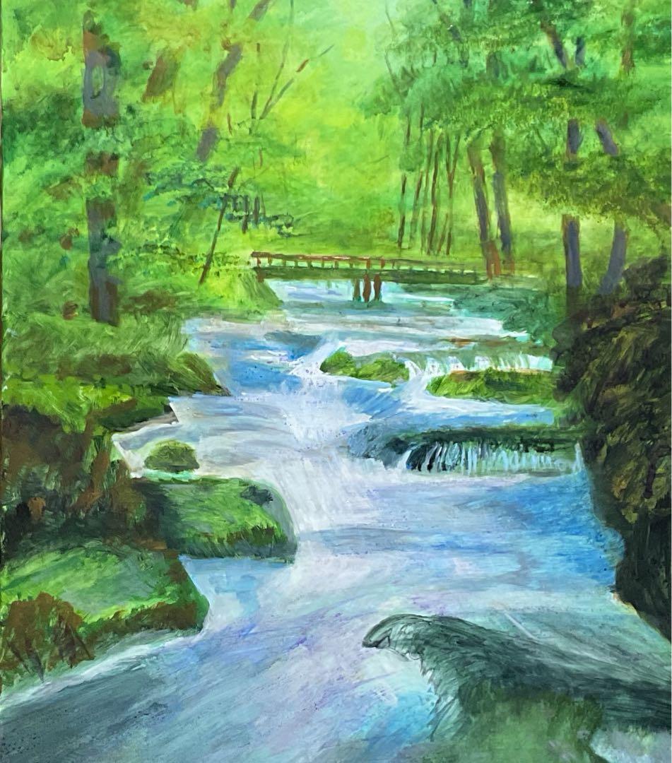 油彩画　「奥入瀬渓流　」　原画　F8