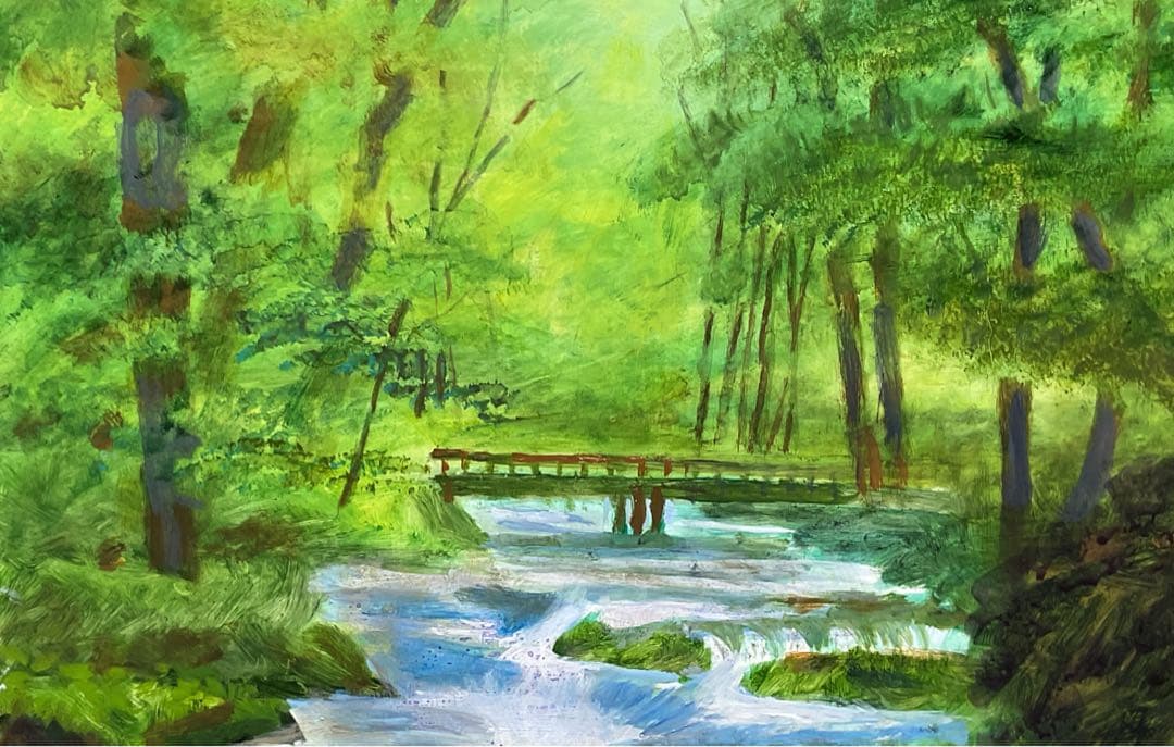 油彩画　「奥入瀬渓流　」　原画　F8