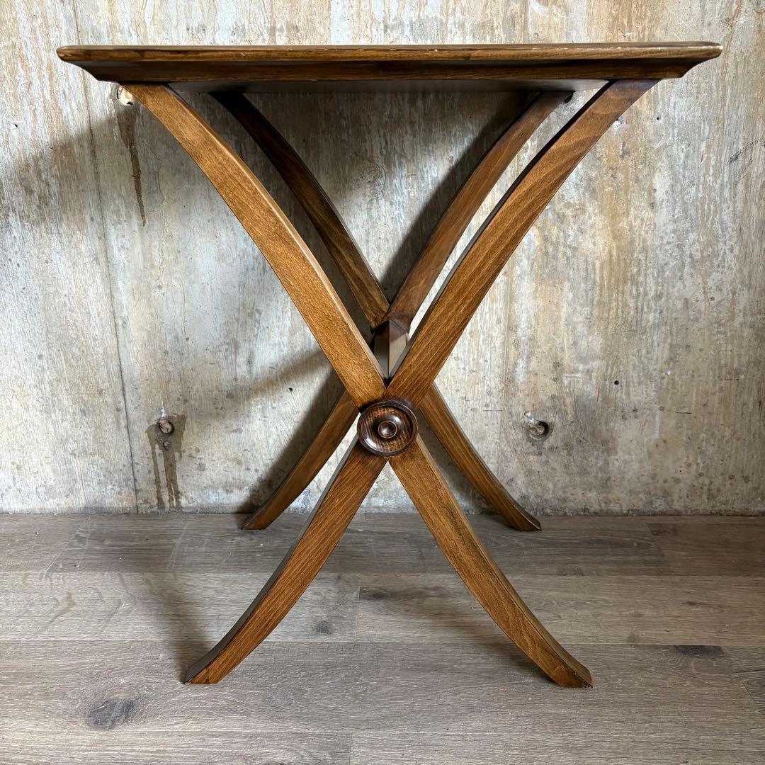 ヴィンテージ　ウッドクロスフレーム　サイドテーブル　コーヒーテーブル