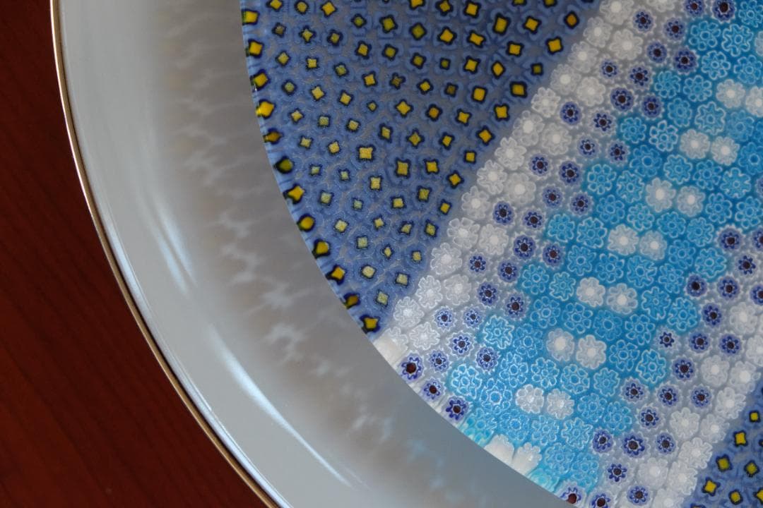 ヴェネチアングラス ミルフィオリ 皿 江波冨士子 飯塚亜裕子 松浦コータロー