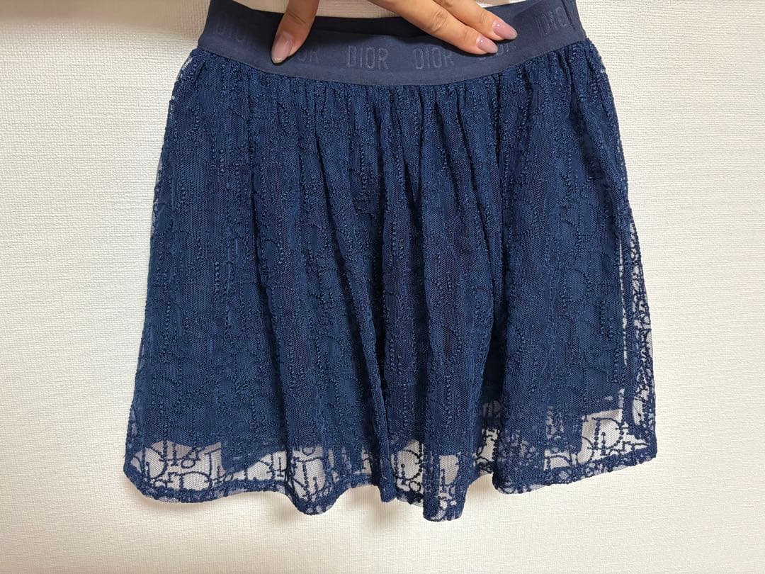 Dior ネイビー レース フレアスカート