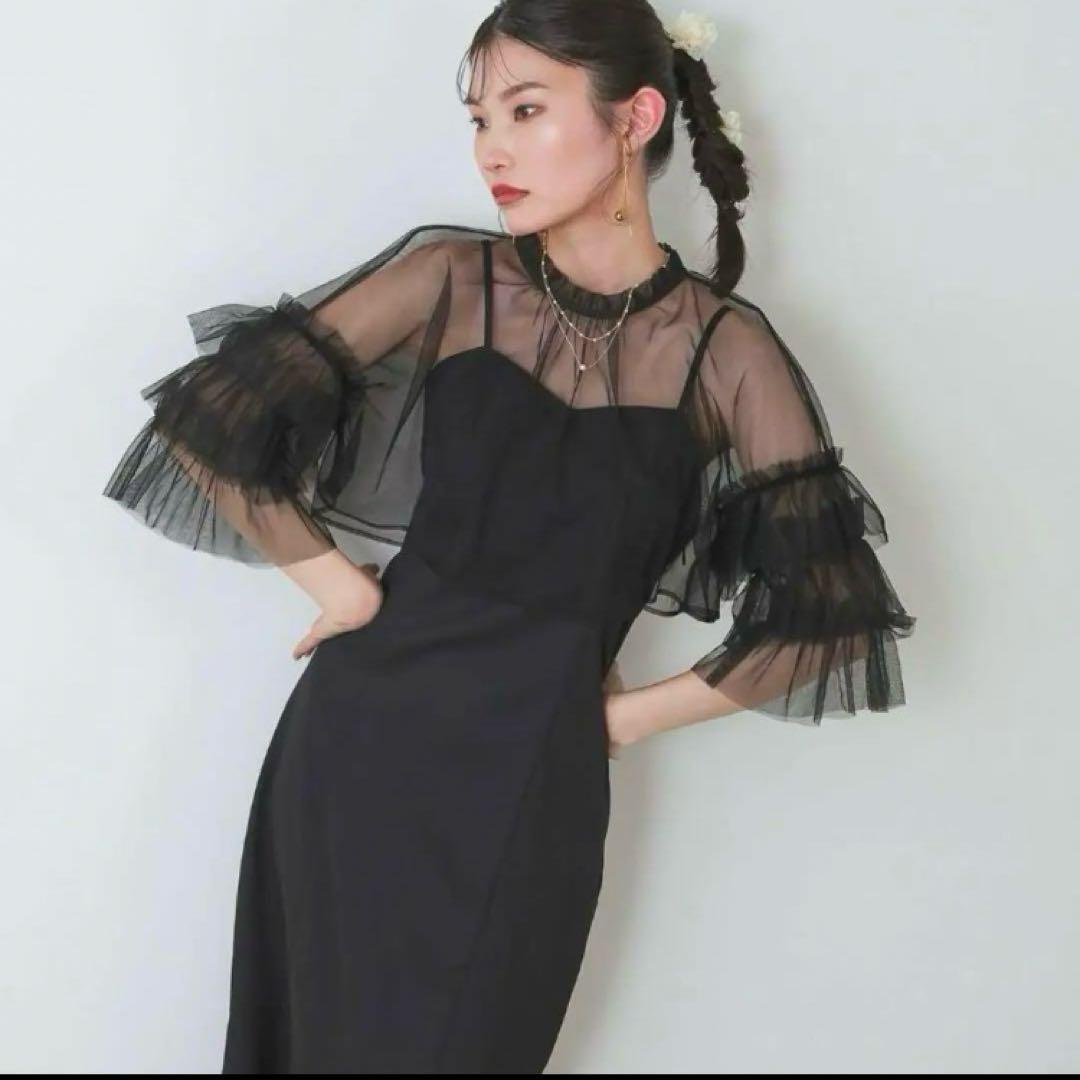 niana リボンチュールボレロセットドレス S 低身長 結婚式