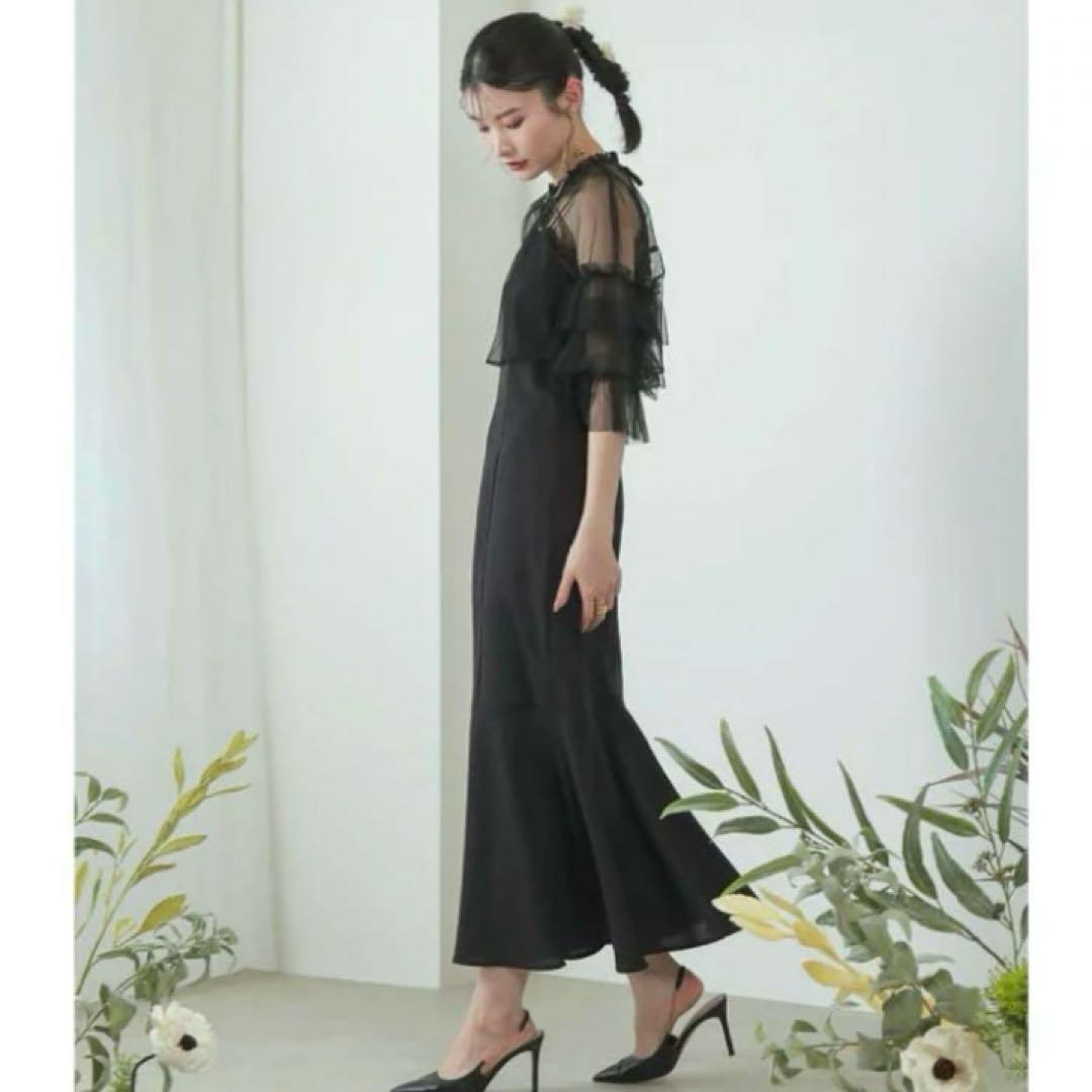 niana リボンチュールボレロセットドレス S 低身長 結婚式