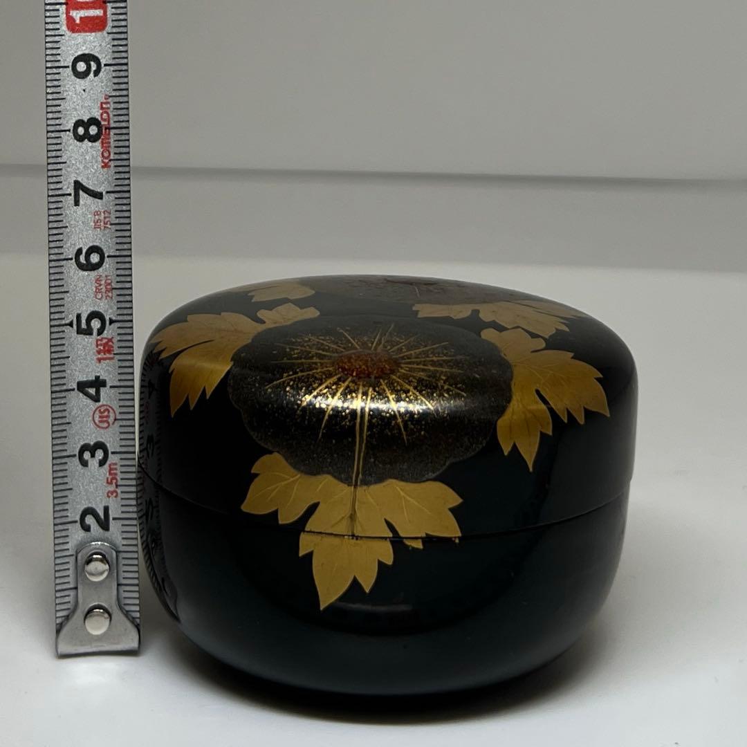 時代 菊紋様 平棗 共箱 高さ5cm 東キ7-1122☆2F