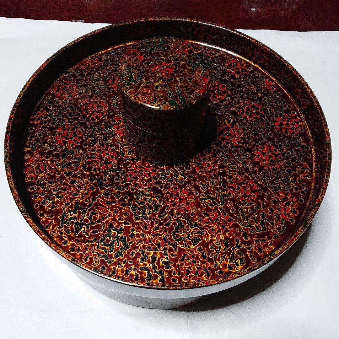 津軽塗唐塗茶櫃と茶筒未使用品