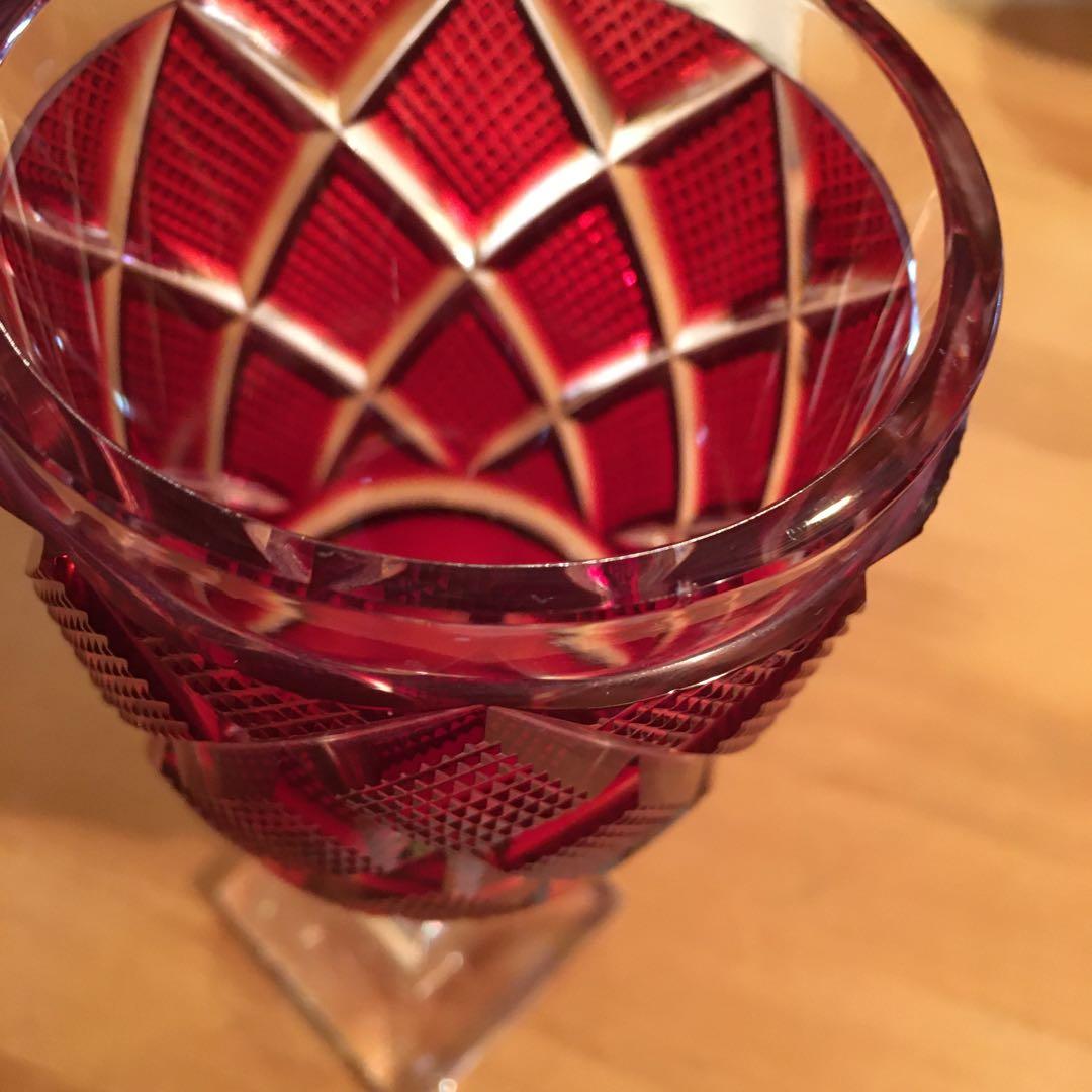 島津　薩摩切子　島津切子　脚付杯　SHIMAZU