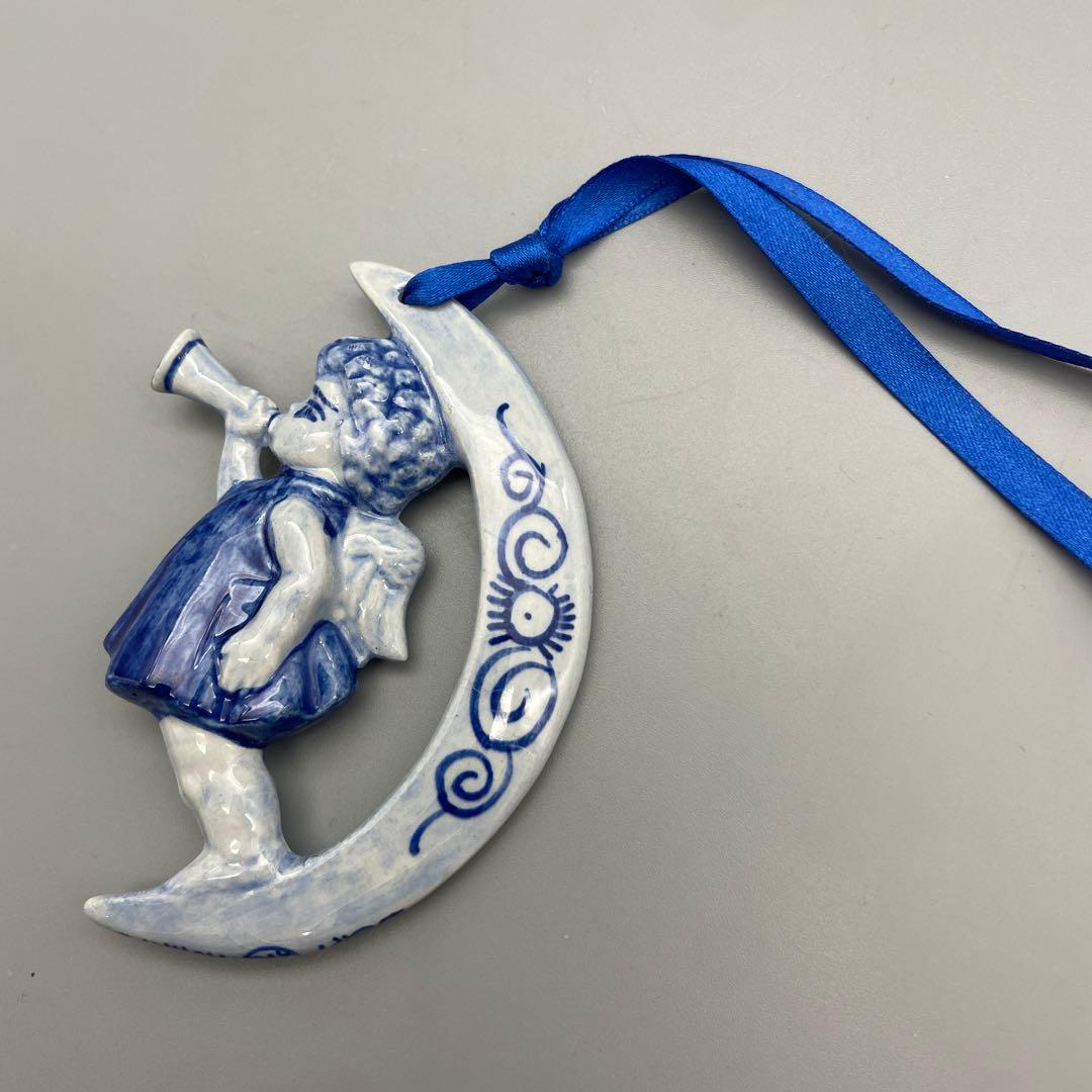 オランダ デルフト焼き 幸運を呼ぶ 月と天使の陶器