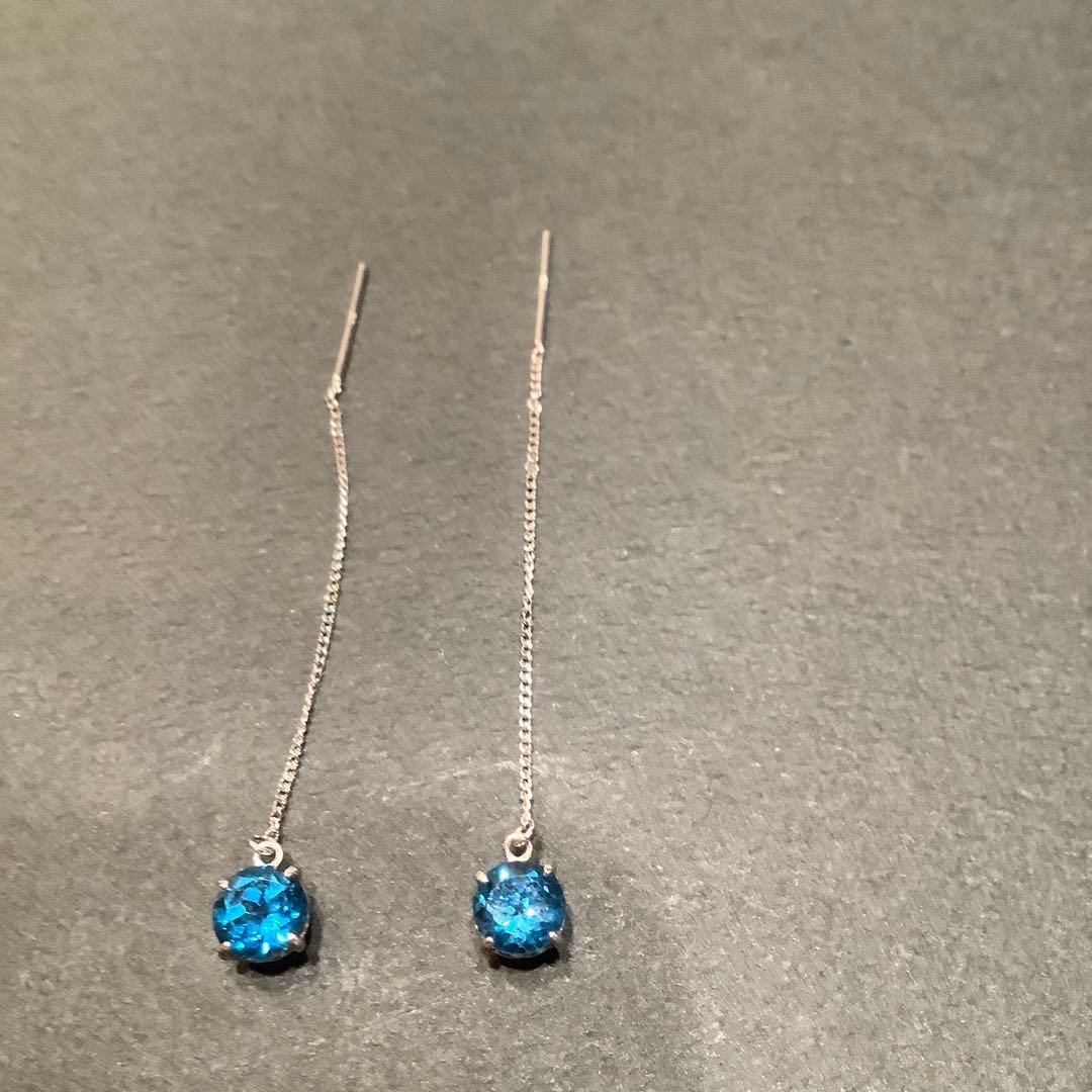 ツツミk10WGロンドンブルートパーズピアス