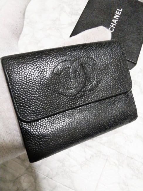 【美品】シャネル キャビア ココマーク 三つ折り財布