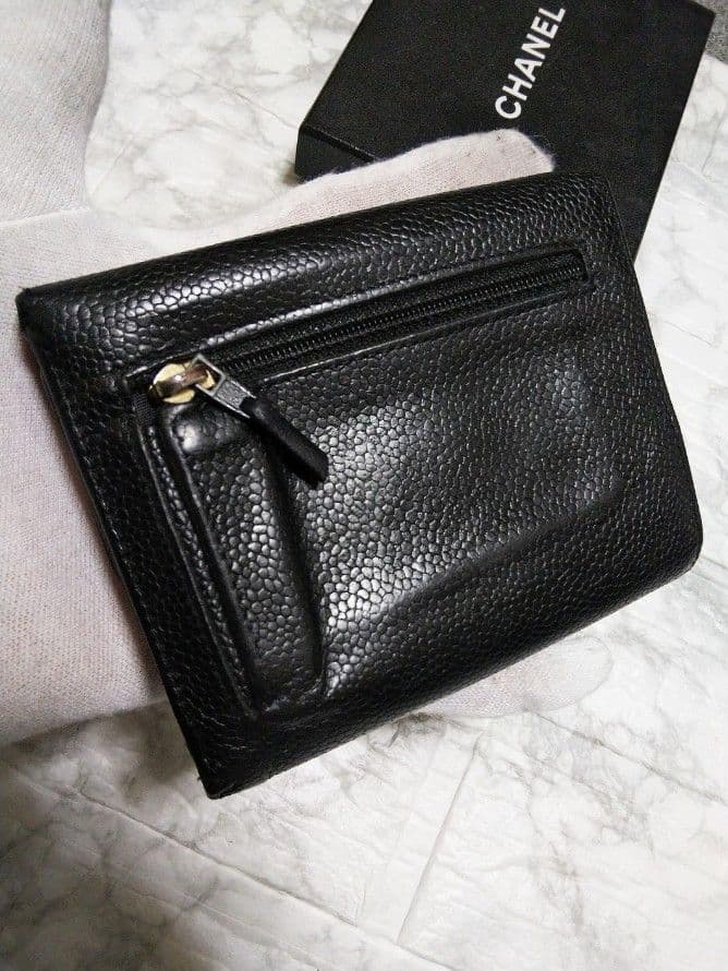 【美品】シャネル キャビア ココマーク 三つ折り財布