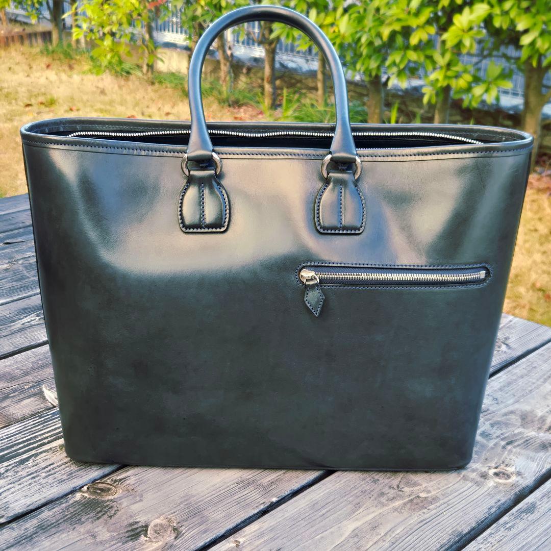 【美品】万双　双鞣和地　トートバッグ　ネイビー　ビジネス