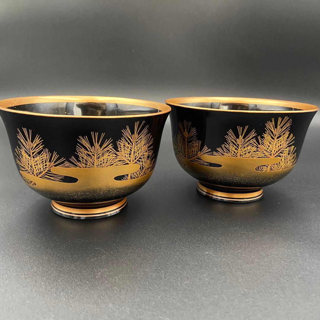 加賀蒔絵 若松蒔絵盃洗一対 内金梨子地 明治期 杯洗 2客 日本料理 料亭 割烹