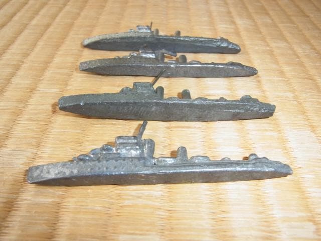 美品 1920年（大正時代）頃 希少 英国製◆メタルシップ（金属製船）軍艦11隻