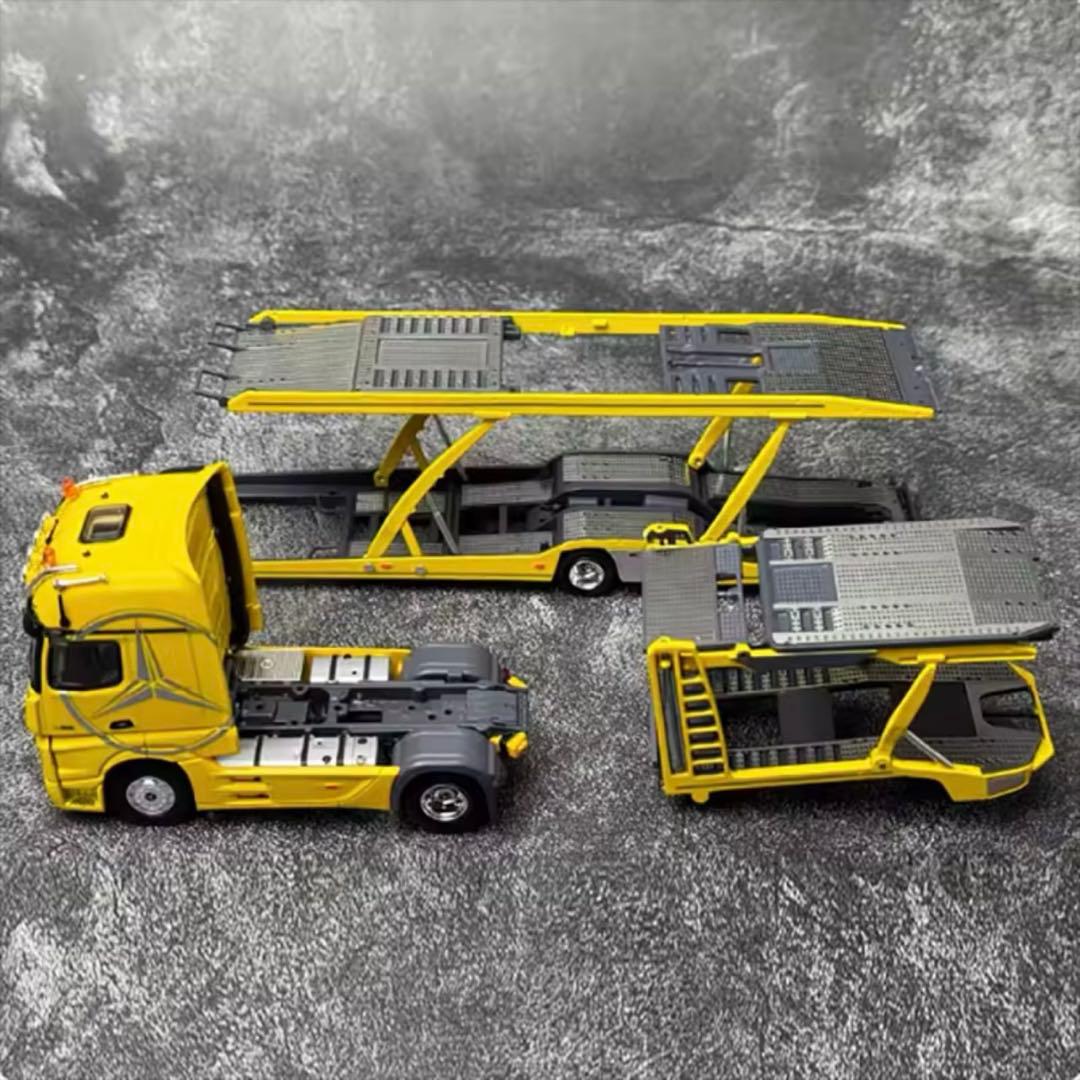 1:64 メルセデス・アクトロス ダブルデッキ輸送トレーラー 合金ローラーモデル