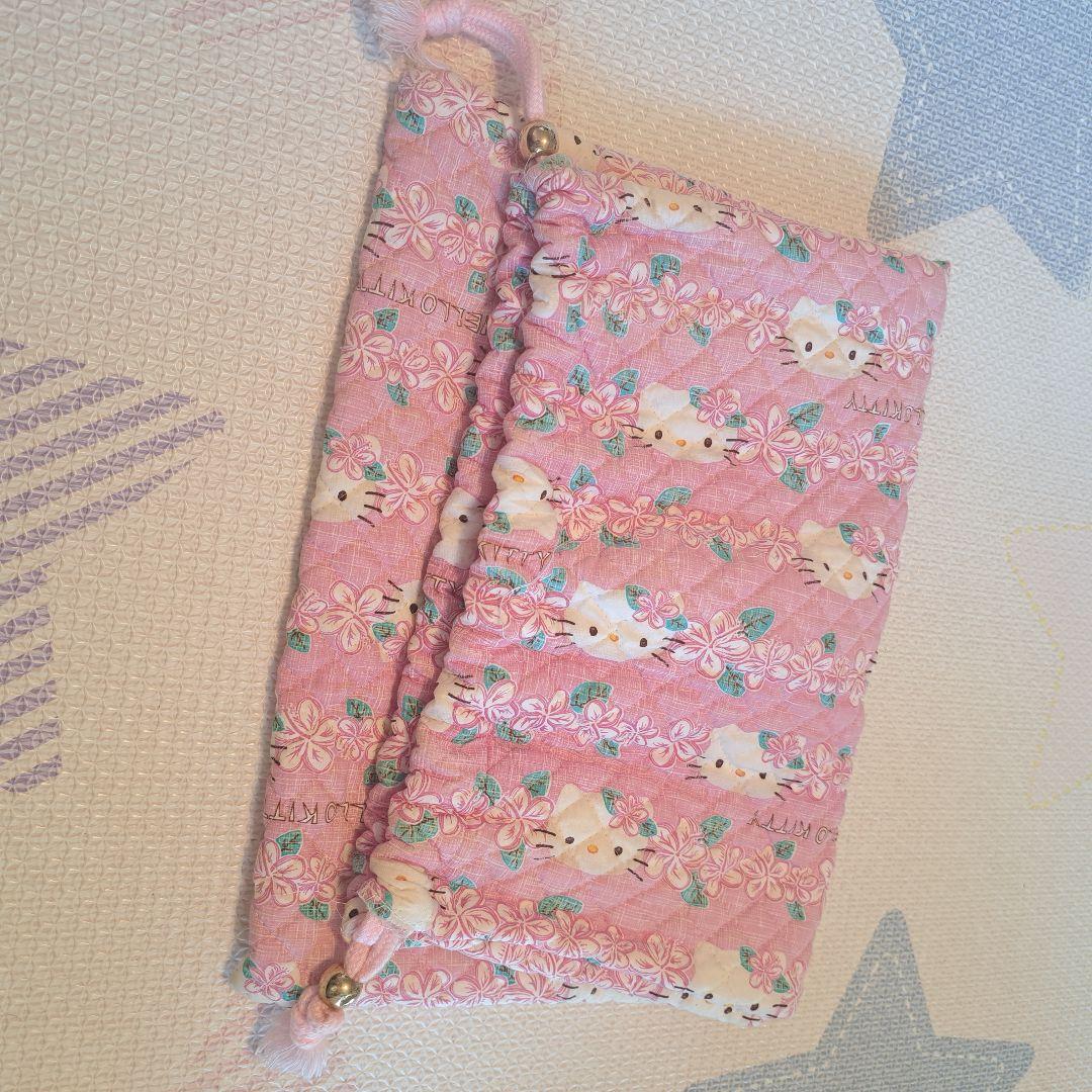 キティちゃん キルティング　巾着袋 ピンク　ビッグサイズ　手提げバッグ　レア　布