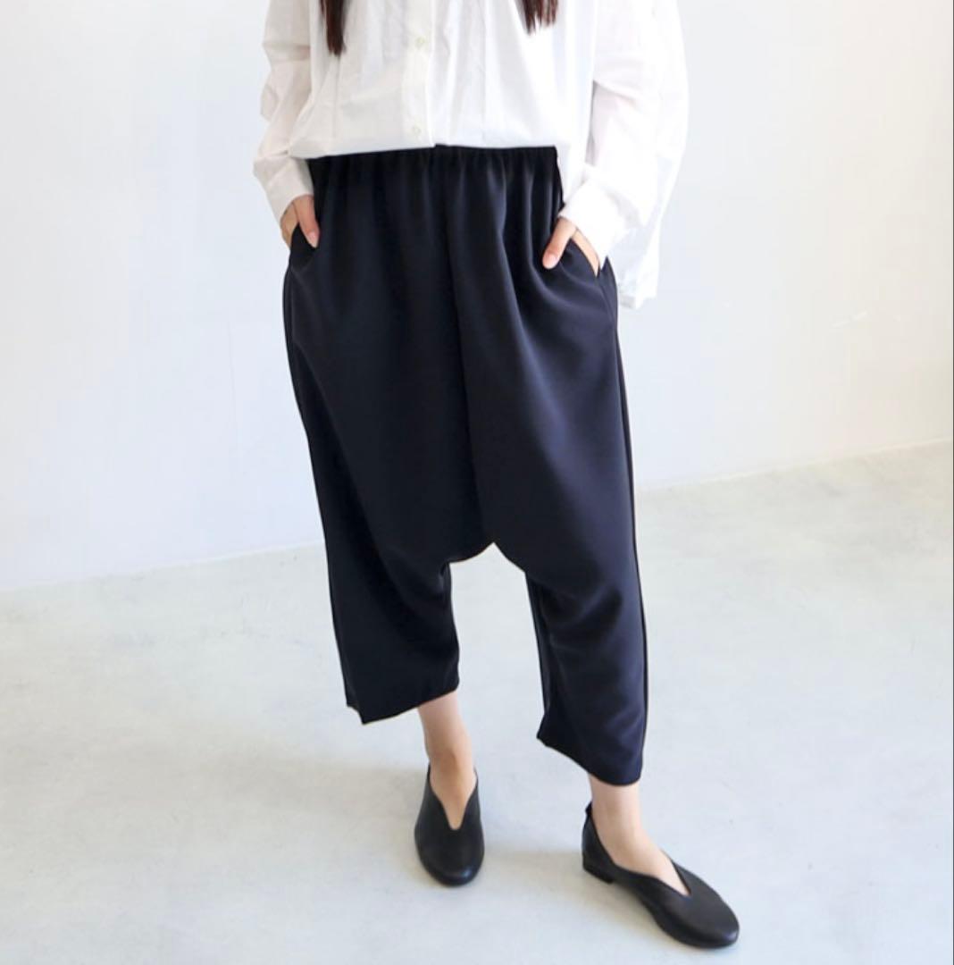 【極良品】ミズイロインド　定番サルエルパンツ　ネイビー　2 ゴム　ストレッチ