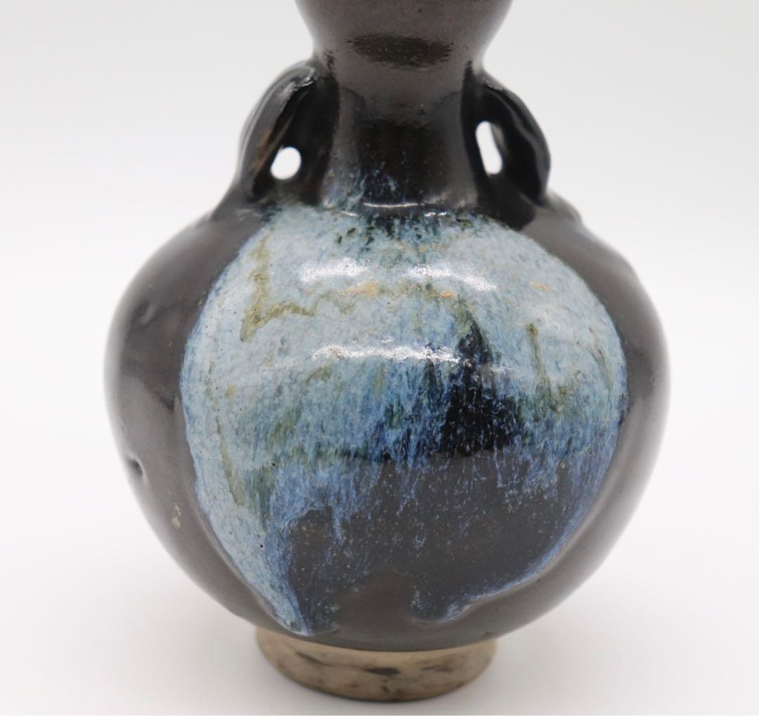 中国　鈞釉蓋耳瓢箪瓶　送料込み0111