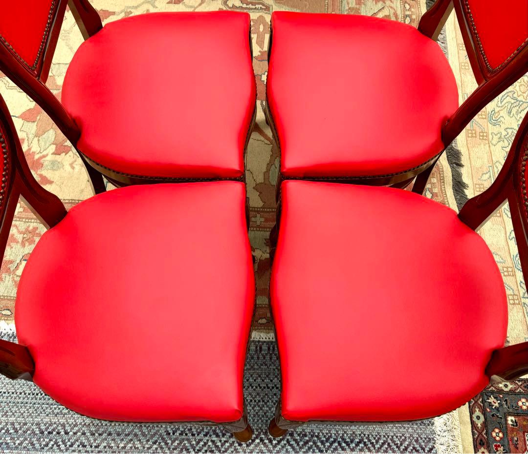 イタリア製 ロココ様式 ダイニング5点セット 象嵌 寄木細工 神戸まで直接引取