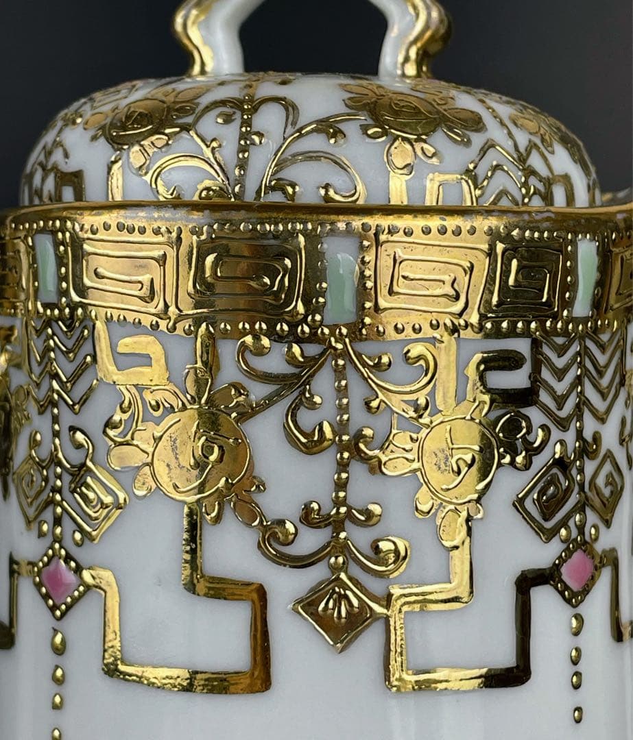 オールドニッポン アールヌーボー様式 金盛り チョコレートポット ゴールド